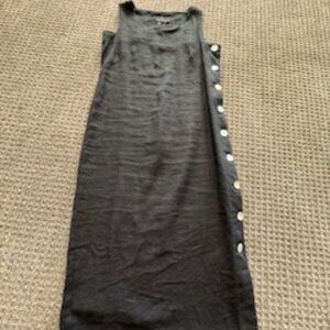 Black Sleeveless Linen Midi Dress